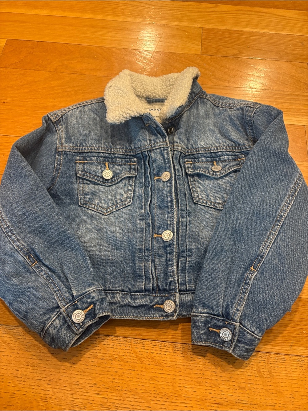 Old Navy Blue Denim Jacket with Cream Sherpa Collar